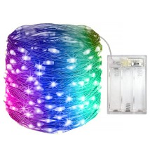 Łańcuch LED świąteczny 3xAA 50 LED 5m RGB | LVT