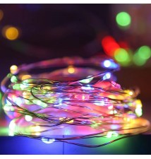 Łańcuch LED świąteczny 3xAA 100 LED 10m RGB