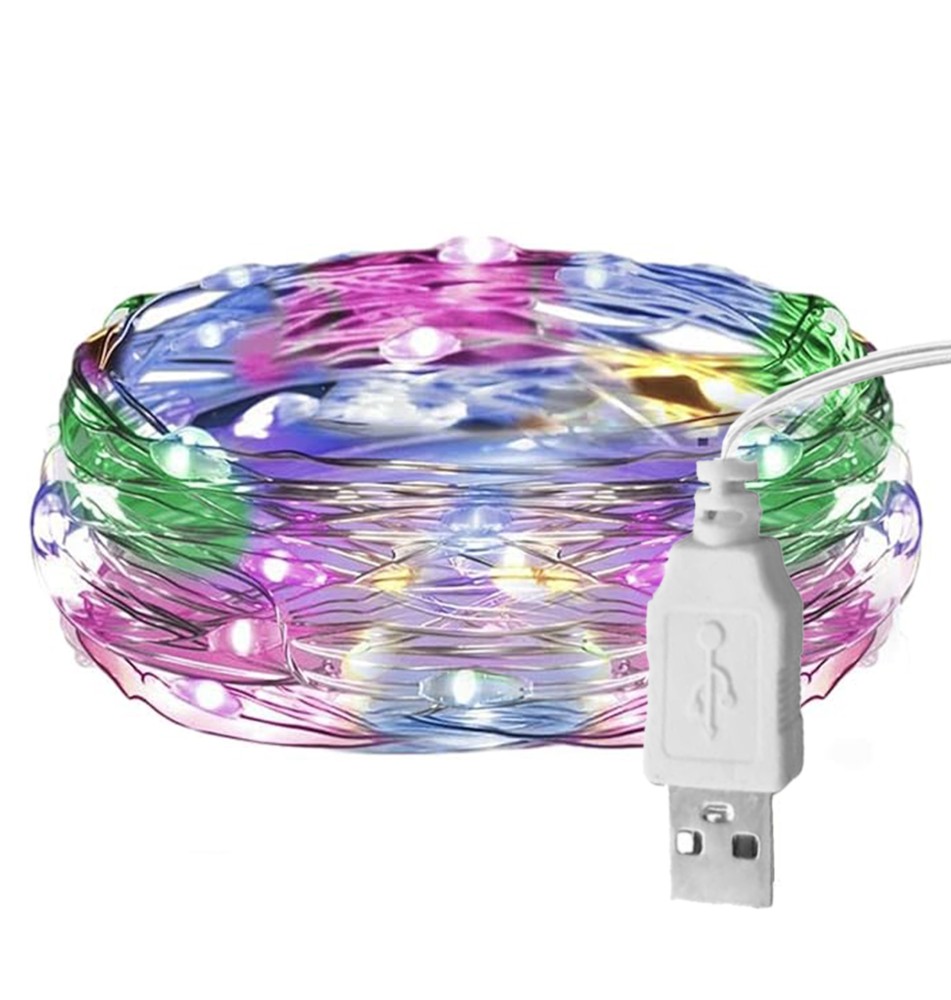 Łańcuch LED świąteczny USB 100 LED 10m RGB