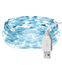 Łańcuch LED świąteczny USB 100 LED 10m 6500K | LVT
