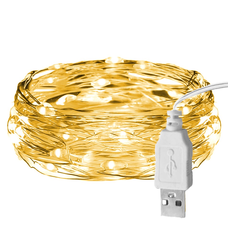 Łańcuch LED świąteczny USB 100 LED 10m 2700K