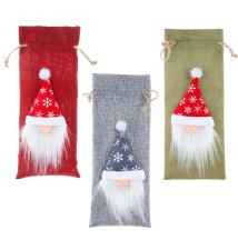 Pokrowiec świąteczny na butelkę 35x13cm czerwony