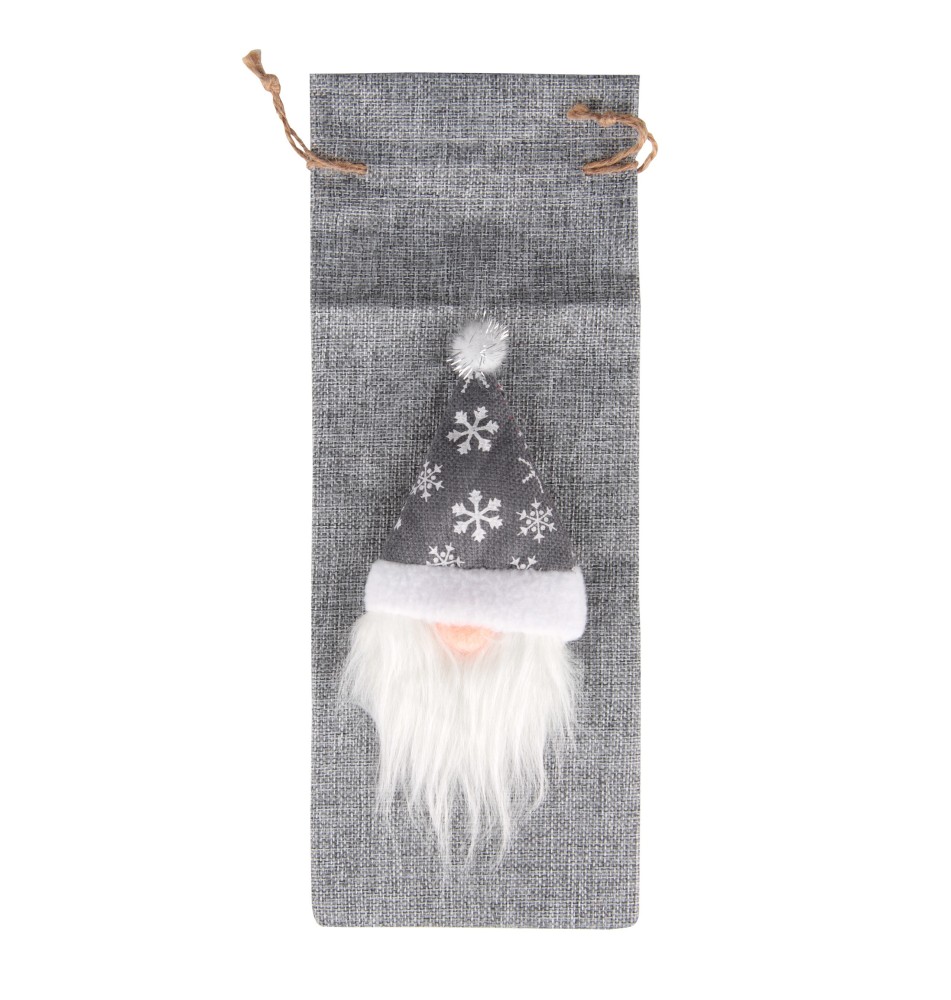 Pokrowiec świąteczny na butelkę 35x13cm szary