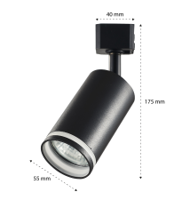 Reflektor szyna 1-faza GU10 Ring 55mm czarny