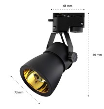 Reflektor szyna 1-faza GU10 Goldi 73mm czarny