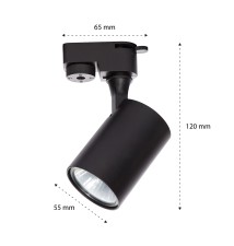 Elion 55mm Black 1-Phase GU10 Track Light | LVT