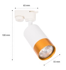 Reflektor szyna 1-faza GU10 Klemens biały + złoty