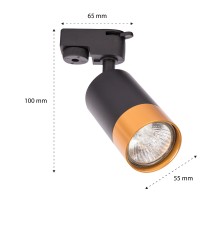 Reflektor szyna 1-faza GU10 Klemens czarny + złoty | LVT