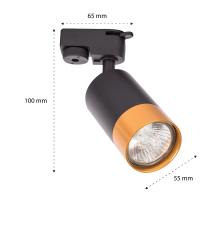 Reflektor szyna 1-faza GU10 Klemens czarny + złoty