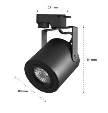 Reflektor szyna 1-faza GU10 Abi 80mm czarny | LVT