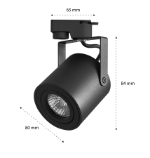 Reflektor szyna 1-faza GU10 Abi 80mm czarny