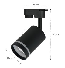 GU10 Ring 70mm Black Single-Phase Track Light | LVT