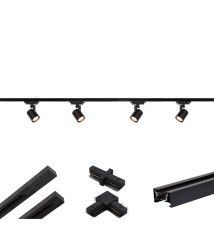 Tracklight 1-faza GU10 czarny x4 1,5m