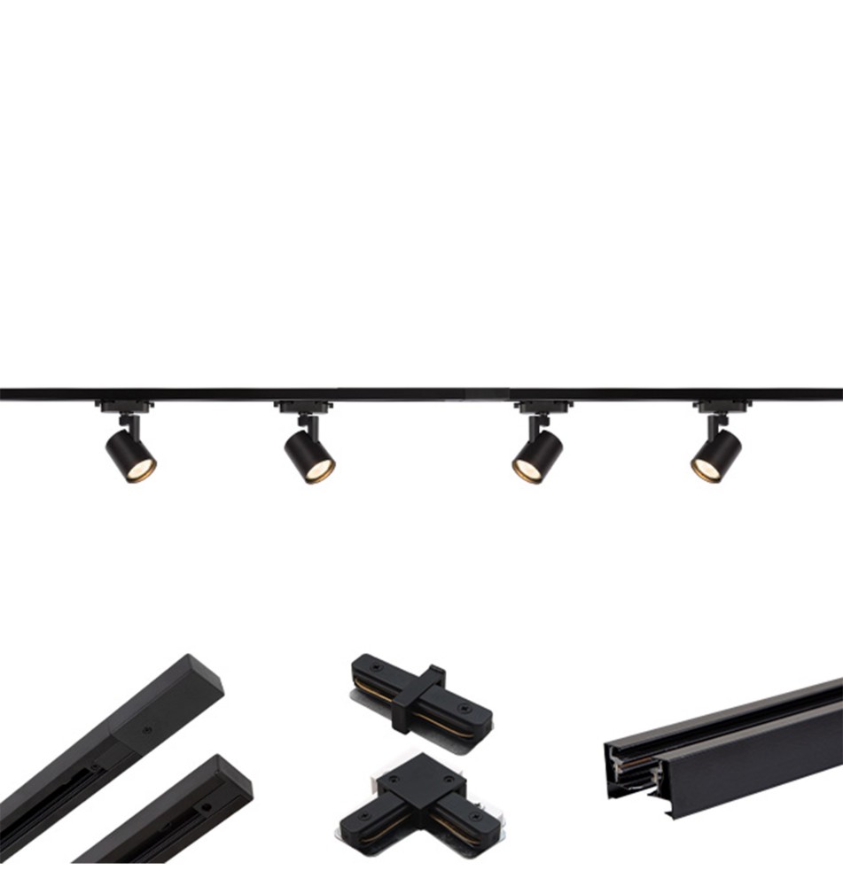 Tracklight 1-faza GU10 czarny x4 1,5m