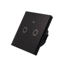 Black Dual-Socket Wi-Fi Glass Touch Switch | LVT