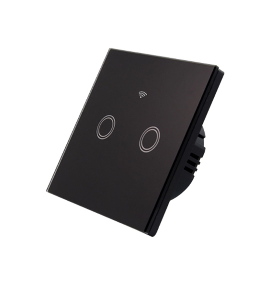 Włącznik szklany dotykowy WIFI podwójny czarny