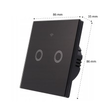 Włącznik szklany dotykowy WIFI podwójny czarny