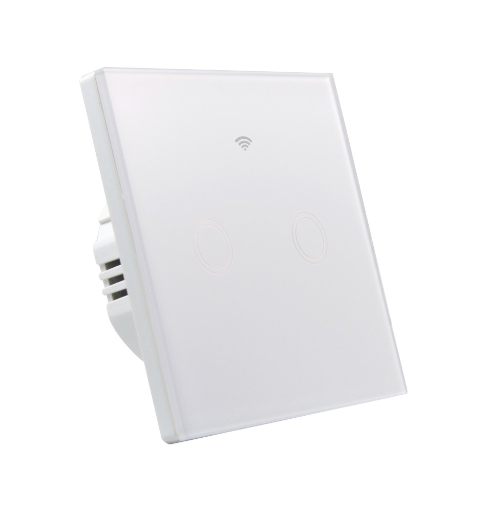 Włącznik szklany dotykowy WIFI podwójny biały