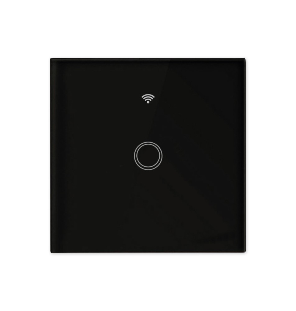 Włącznik szklany dotykowy WIFI pojedynczy czarny | LVT