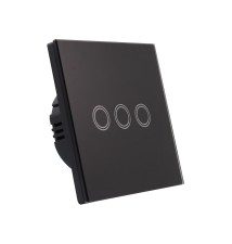 Włącznik szklany dotykowy potrójny czarny