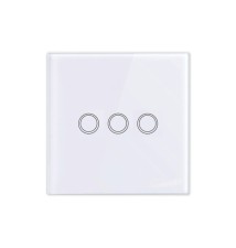 Włącznik szklany dotykowy potrójny biały