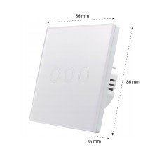 Włącznik szklany dotykowy potrójny biały