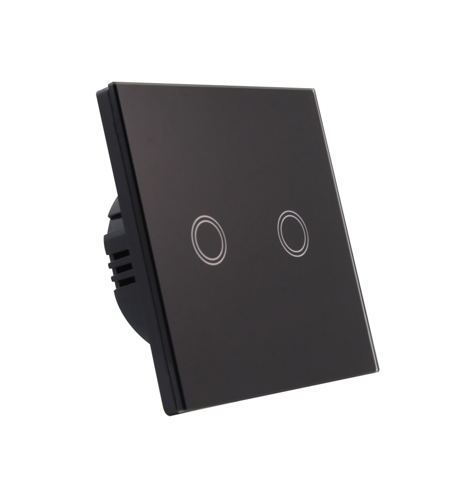 Włącznik szklany dotykowy podwójny czarny