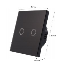 Włącznik szklany dotykowy podwójny czarny