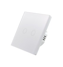 Włącznik szklany dotykowy podwójny biały