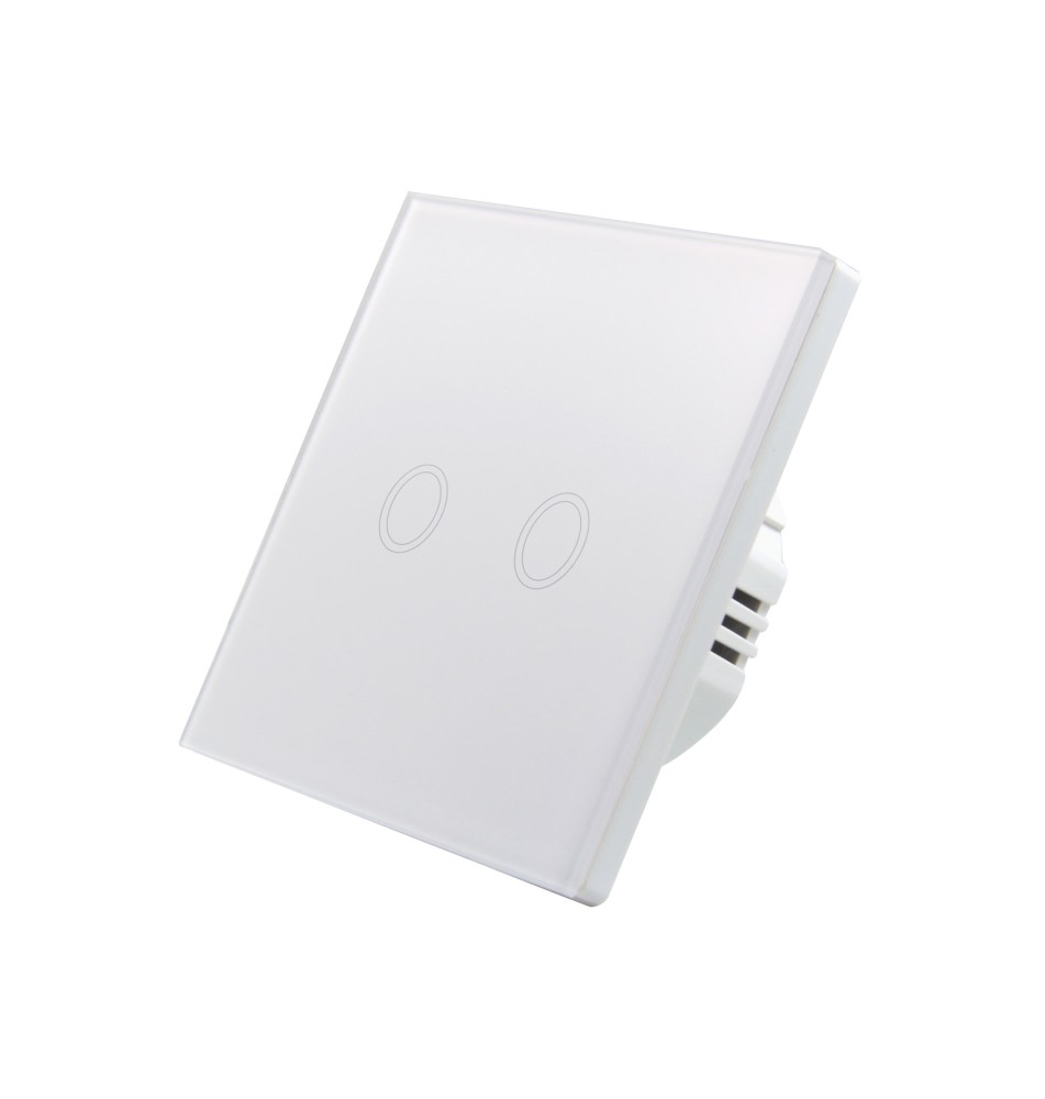 Włącznik szklany dotykowy podwójny biały