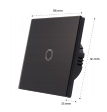 Włącznik szklany dotykowy pojedynczy czarny