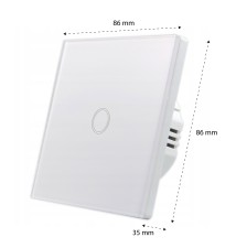 Włącznik szklany dotykowy pojedynczy biały
