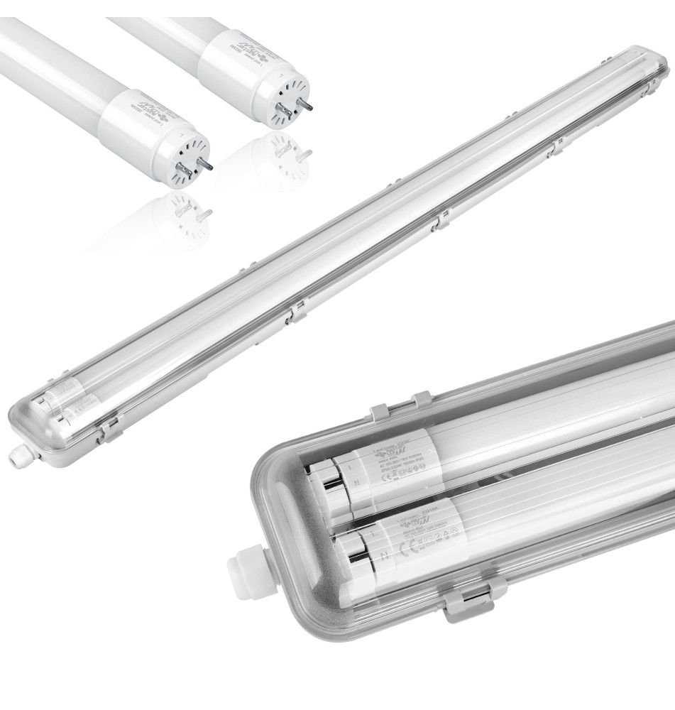 Oprawa LED 120cm 2x36W Clear z tubami LED 4000K | LVT