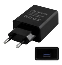 Zasilacz wtyczkowy 5V/3A 1x USB DC czarny | LVT