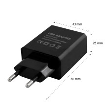 5V/3A Plug-In Power Supply, 1x USB DC, Black | LVT