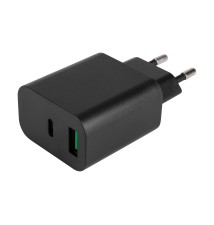 Zasilacz Quick Charge 20W 1xUSB-C 1xUSB-A czarny