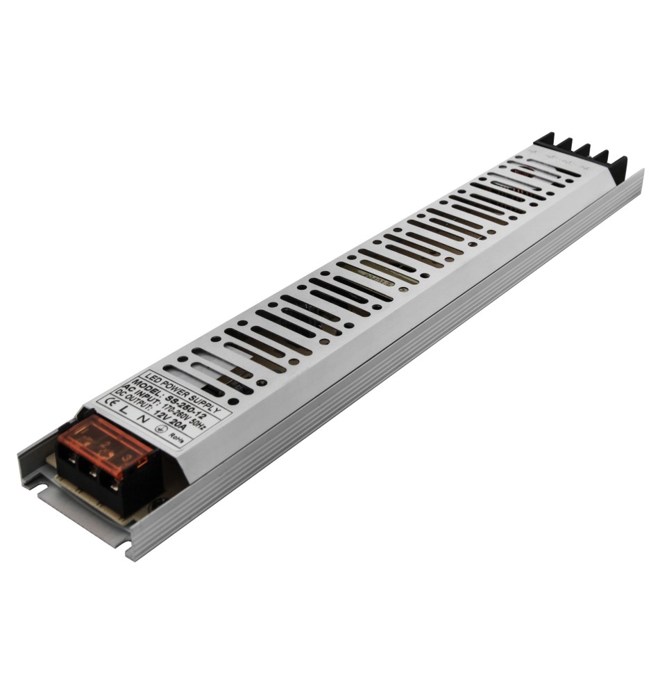 Flat 12V 250W 20A LED Power Supply | LVT