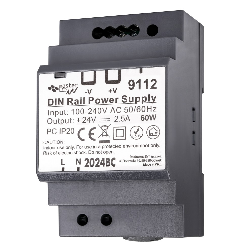 Zasilacz na szynę DIN 24V 60W 2.5A IP20 | LVT