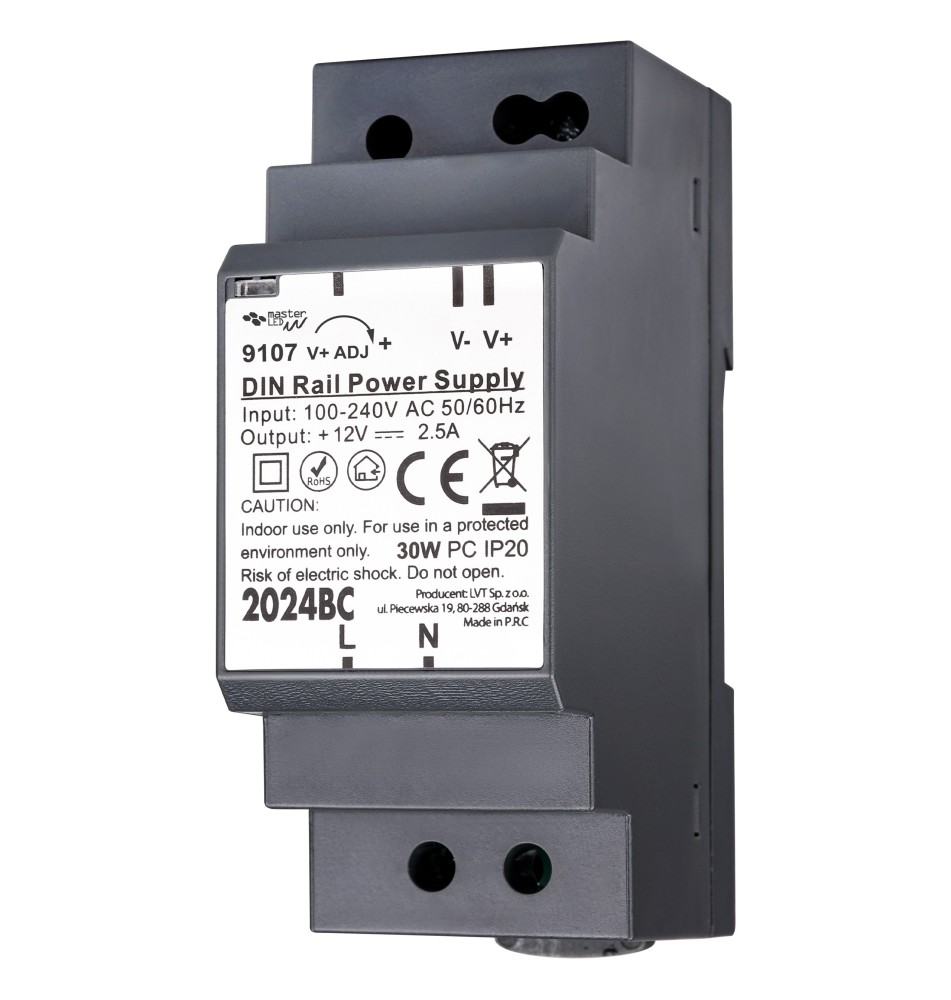 Zasilacz na szynę DIN 12V 30W 2.5A IP20 | LVT