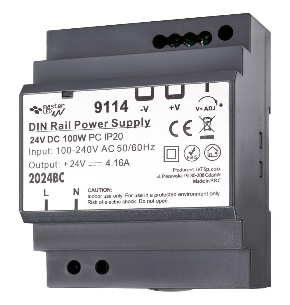 Zasilacz na szynę DIN 24V 100W 4.16A IP20 | LVT