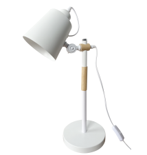 Lampa biurkowa Kasio E27 biała drewniana