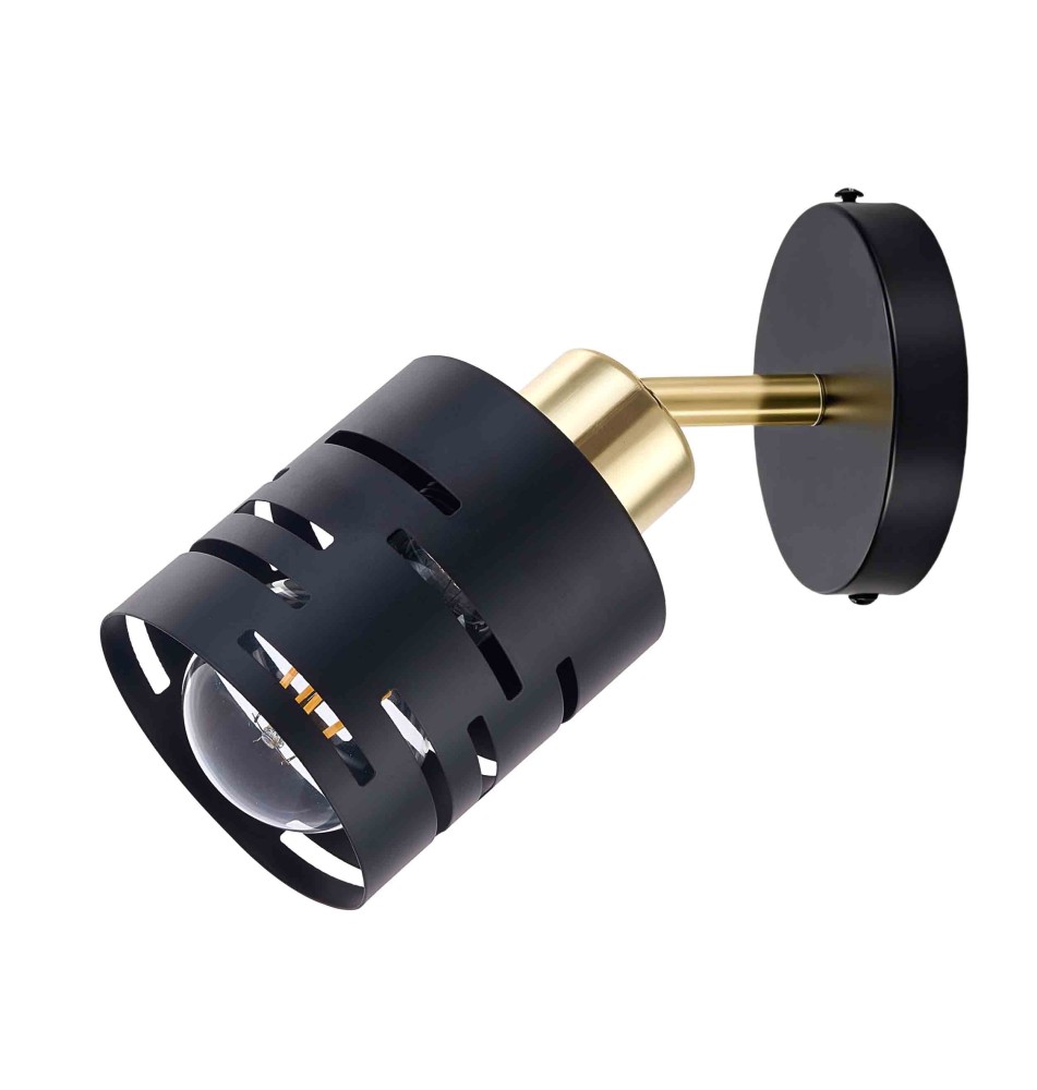 Elen Adjustable E27 LED Wall Sconce x1, Black + Gold | LVT