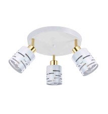 Kinkiet E27 LED Elen ruchomy x3 biały + złoty okrągły | LVT