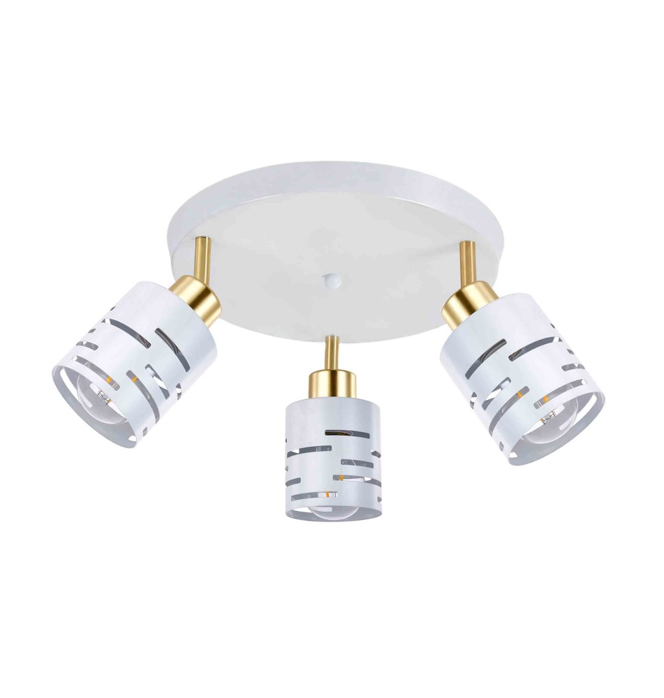 Kinkiet E27 LED Elen ruchomy x3 biały + złoty okrągły