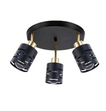 Kinkiet E27 LED Elen ruchomy x3 czarny + złoty okrągły | LVT