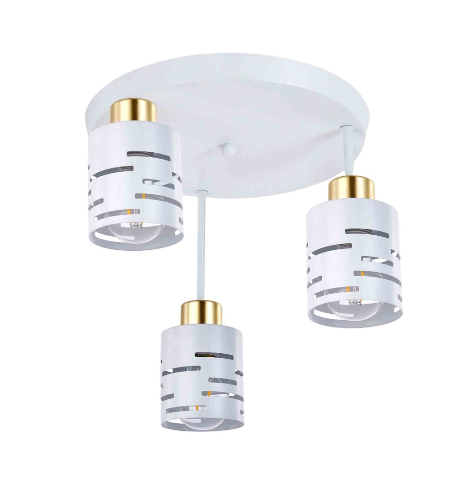Kinkiet E27 LED Elen x3 biały + złoty okrągły | LVT