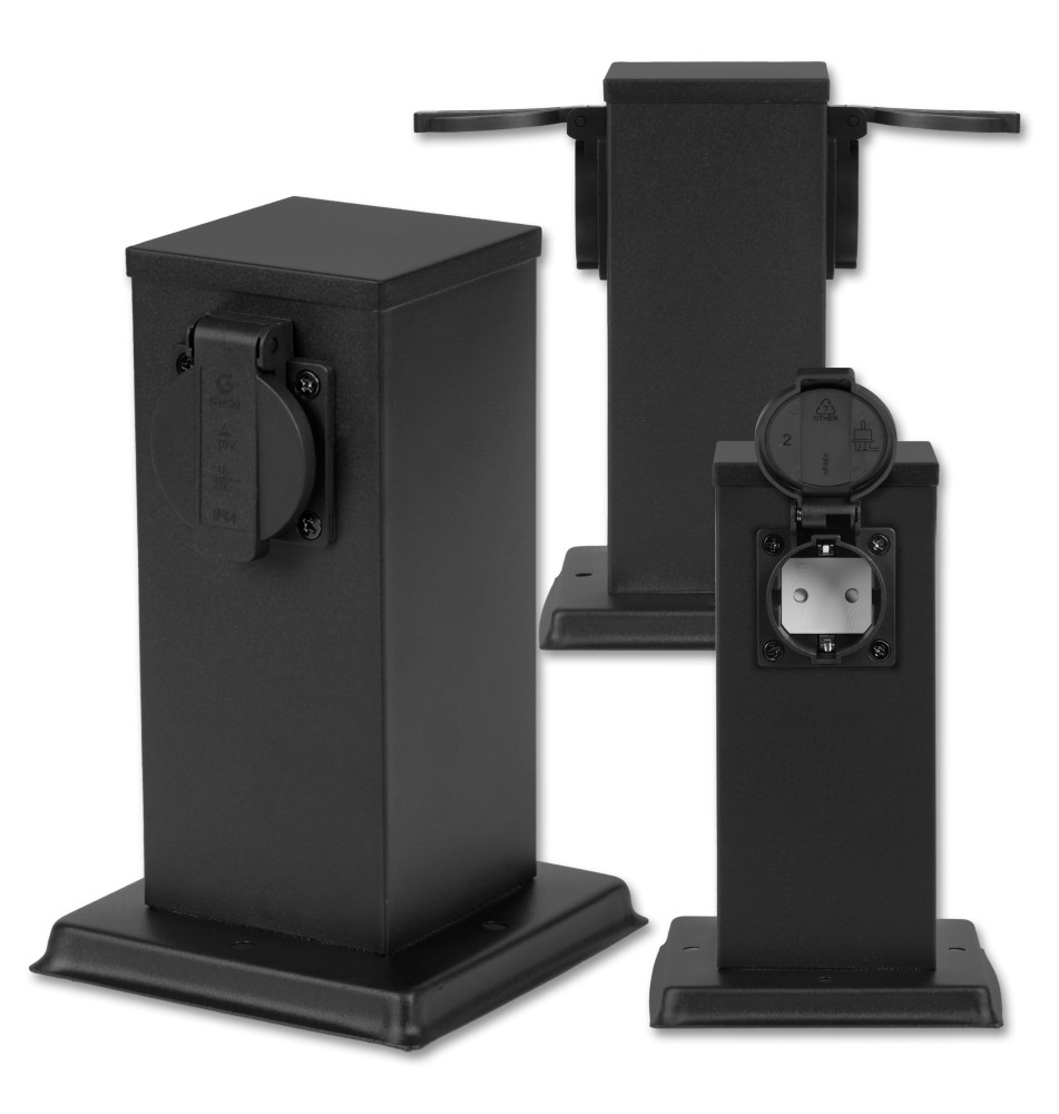 Słupek ogrodowy Ontario 230V 20cm 2 gniazda czarny