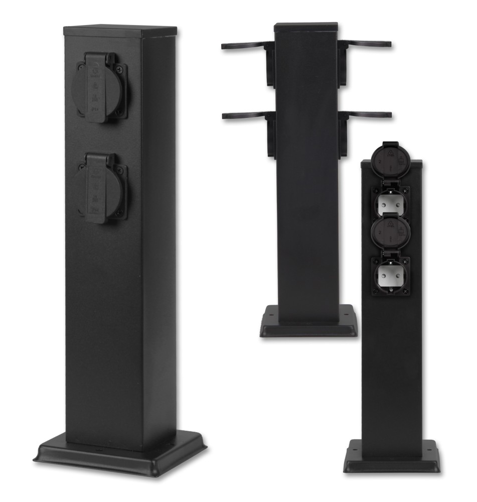 Słupek ogrodowy Ontario 230V 40cm 4 gniazda czarny