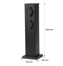 Słupek ogrodowy Ontario 230V 40cm 4 gniazda czarny | LVT