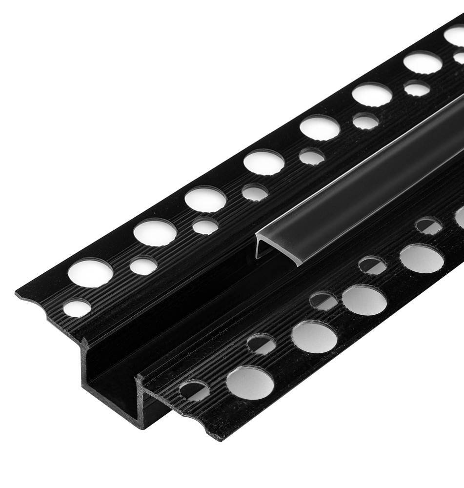 Profil LED PCV 50x12 Wpuszczany GK czarny 2m Klosz transparentny